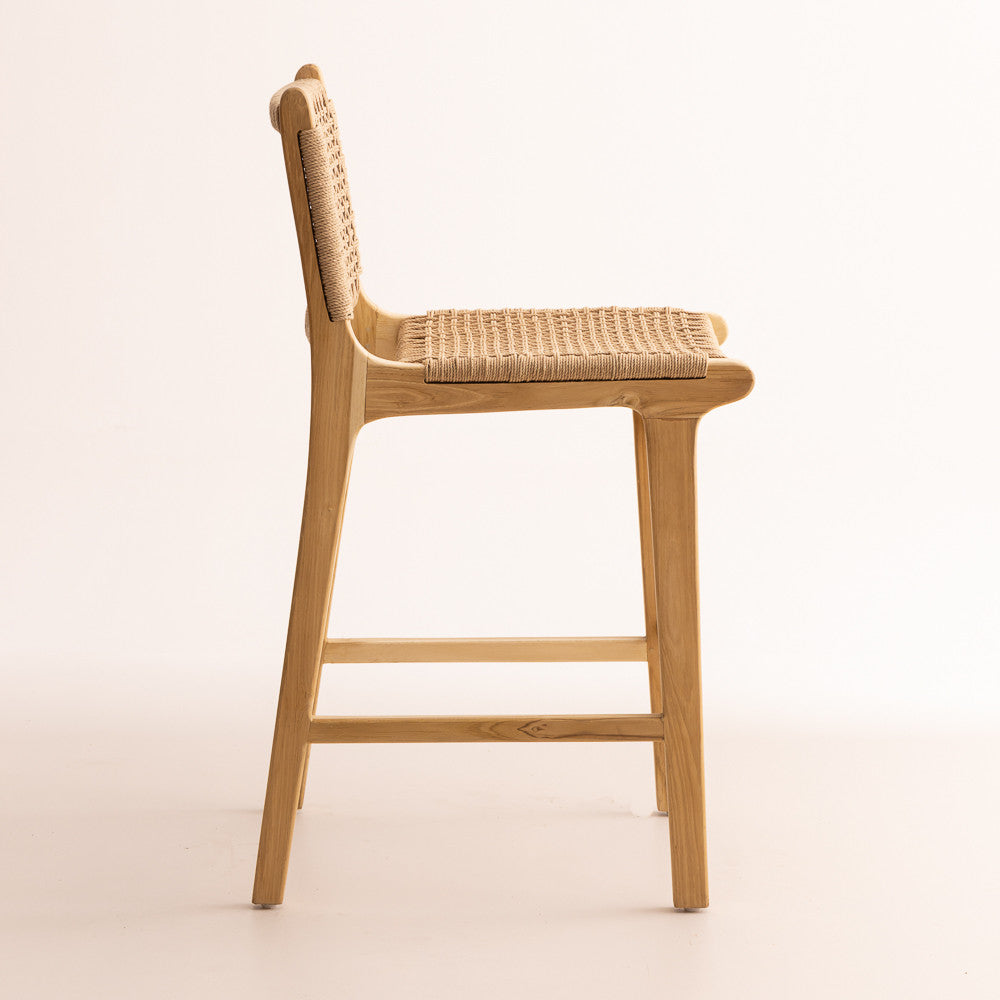 Tabouret en Teck Blanchi et Corde Naturelle - Punta