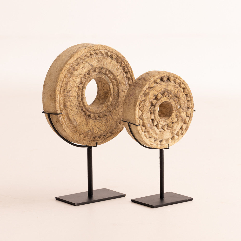 Disque Labé sur socle en bois recyclé