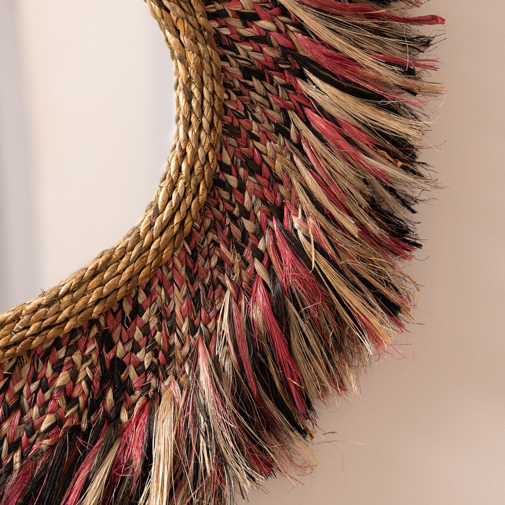 Miroir organique Aba en fibre d'abaca tricolore