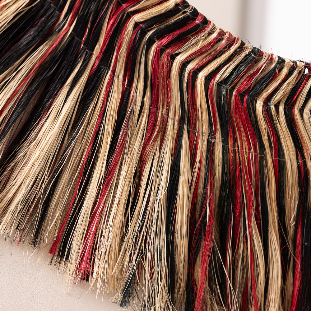 Miroir rond Jiwa en fibre d'abaca tricolore