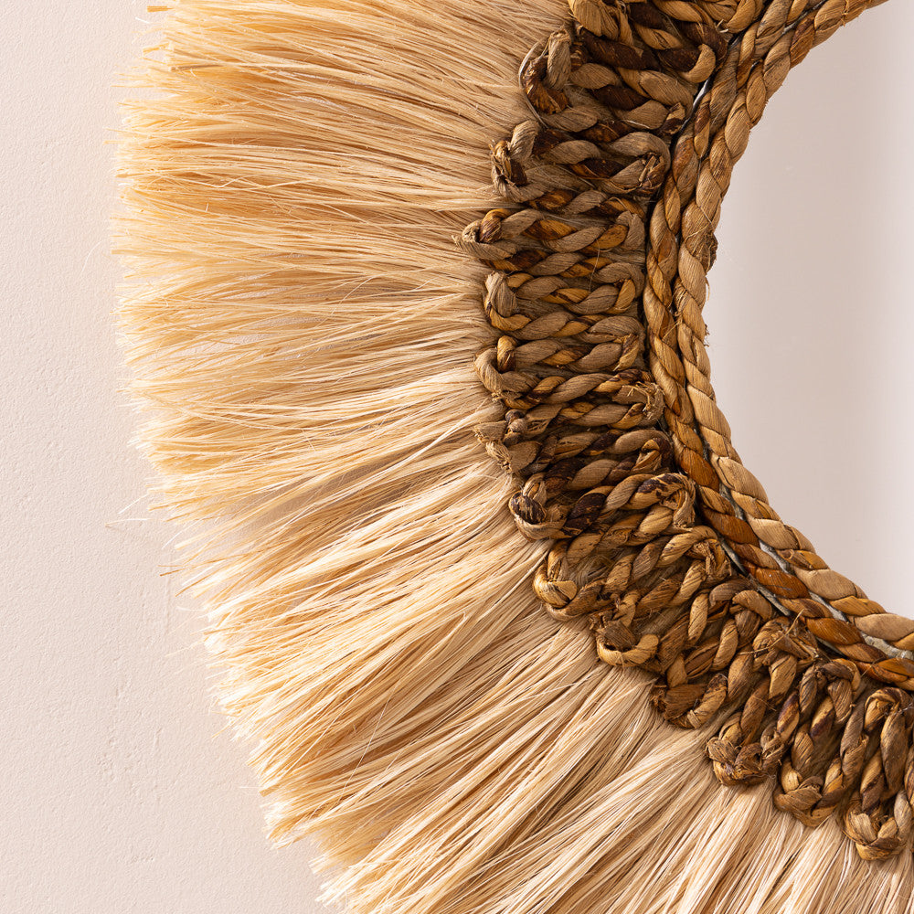 Miroir rond Boro en fibre de banane naturelle