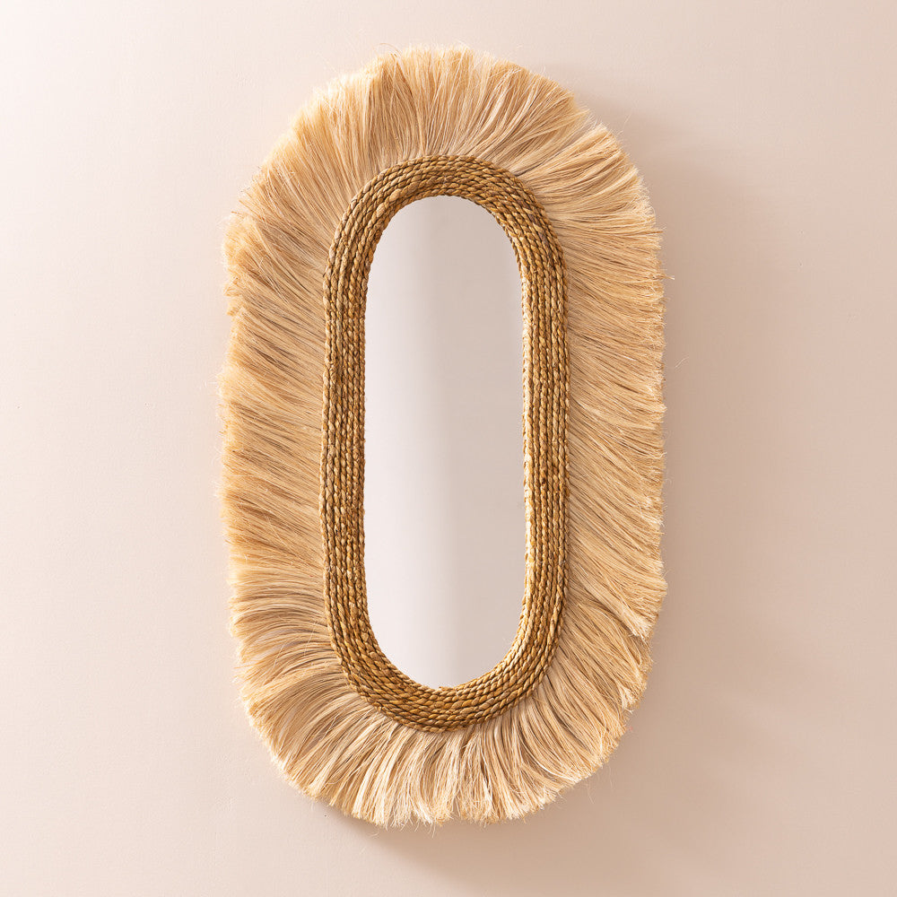 Miroir Boro Oval en fibre de banane naturelle