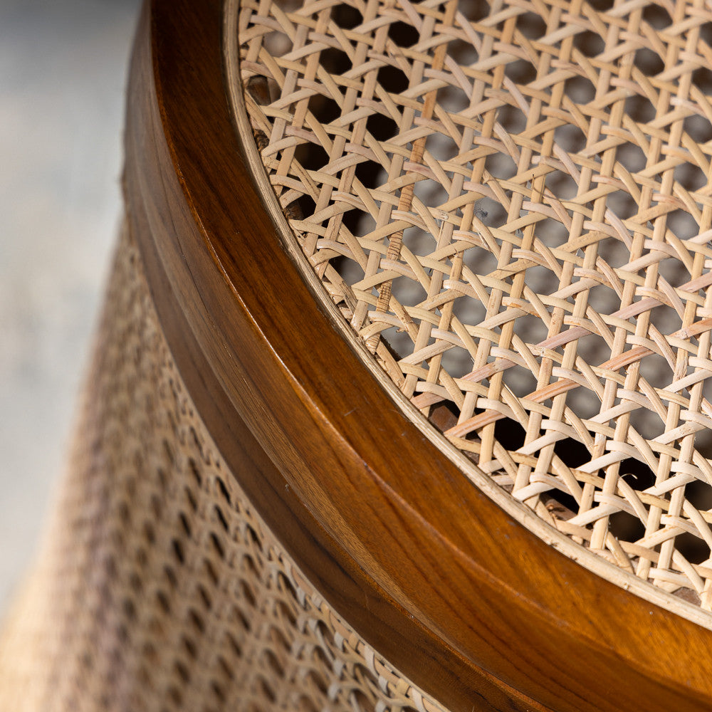 Panier de rangement en teck et cannage