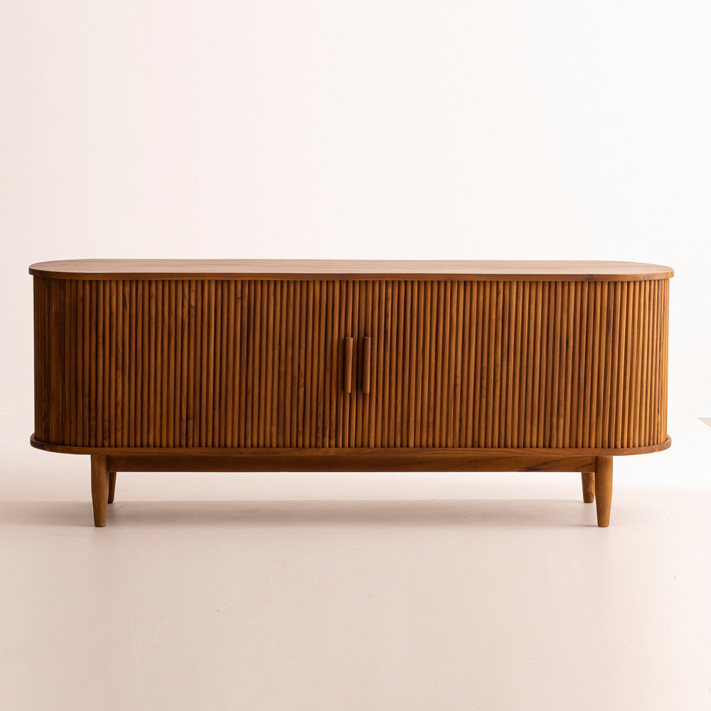 Buffet Ayuna en teck portes striées coulissantes - 180cm