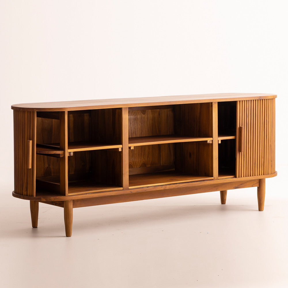 Buffet Ayuna en teck portes striées coulissantes - 180cm