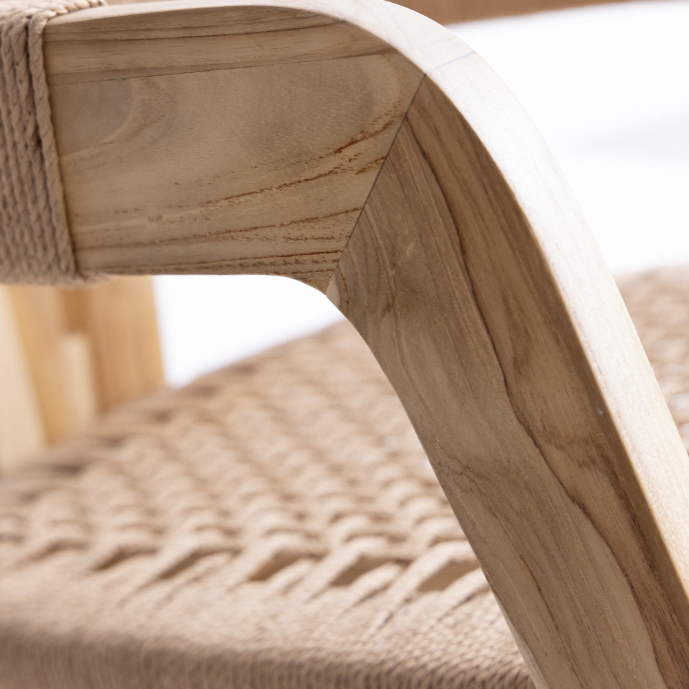 Chaise Trépied  en bois de teck blanchi