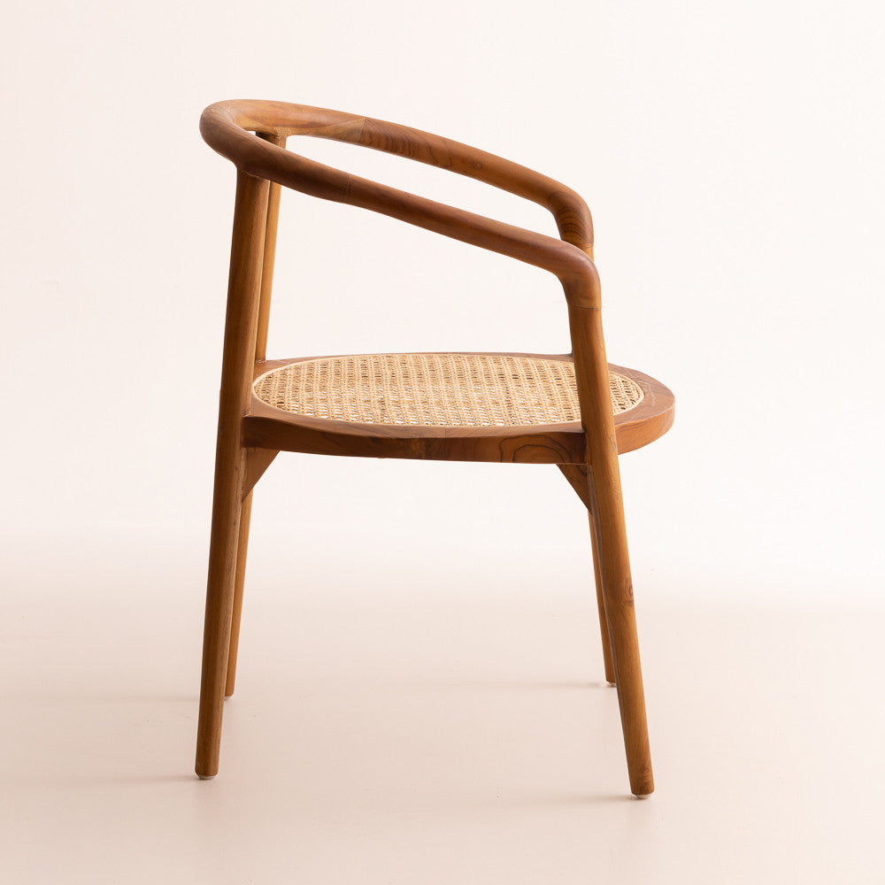 Chaise en bois de teck et cannage - Cinta