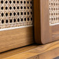 Meuble TV en Bois de Teck et Cannage - 180x40x45 cm