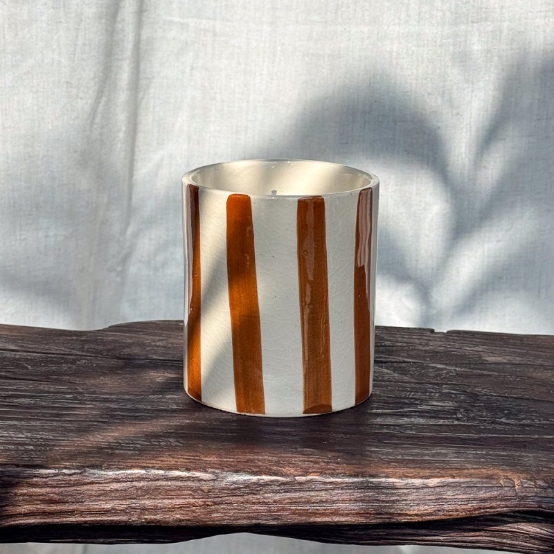 Bougie céramique lignes marrons Bougie céramique lignes marrons