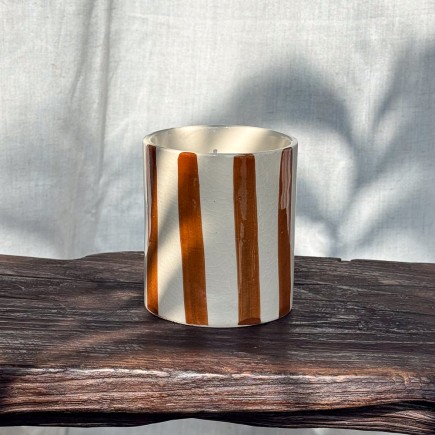 Bougie céramique lignes marrons
