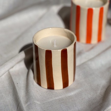 Bougie céramique lignes marrons