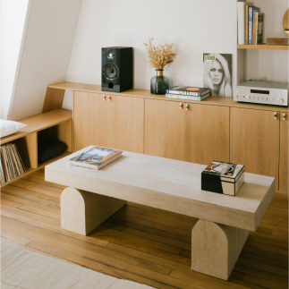 Table basse rectangle en travertin