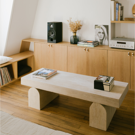 Table basse rectangle en travertin
