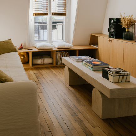 Table basse rectangle en travertin