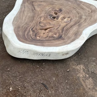 Table basse cookie en bois de suar massif 103*86*8cm K599