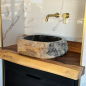 Vasque de salle de bain en bois fossilisé