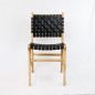 Chaise en bois de teck et cuir noir - Karna