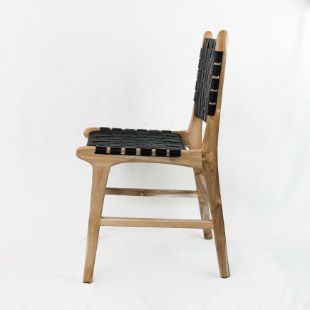 Chaise en bois de teck et cuir - Karna