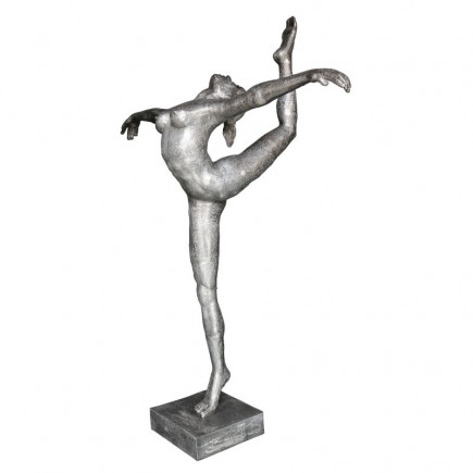 statue femme ballerine en aluminium couleur argent