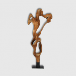 Sculpture racines de teck sur socle (125x50x25cm)