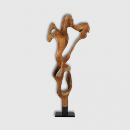 Sculpture racines de teck sur socle (125x50x25cm)