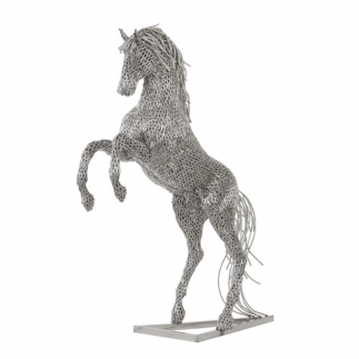statue cheval en cylindre inox