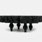 Table basse en litchi - noir - pieds boules (97 x 110 x 40 cm)