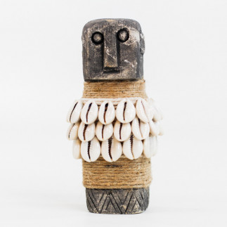 Statuette homme en pierre et coquillage primitive de l'île de Sumba - 20 cm