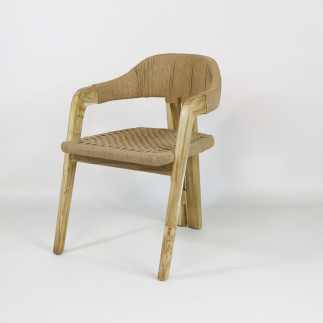 Chaise en bois de teck blanchi pour salle à manger - Trépied