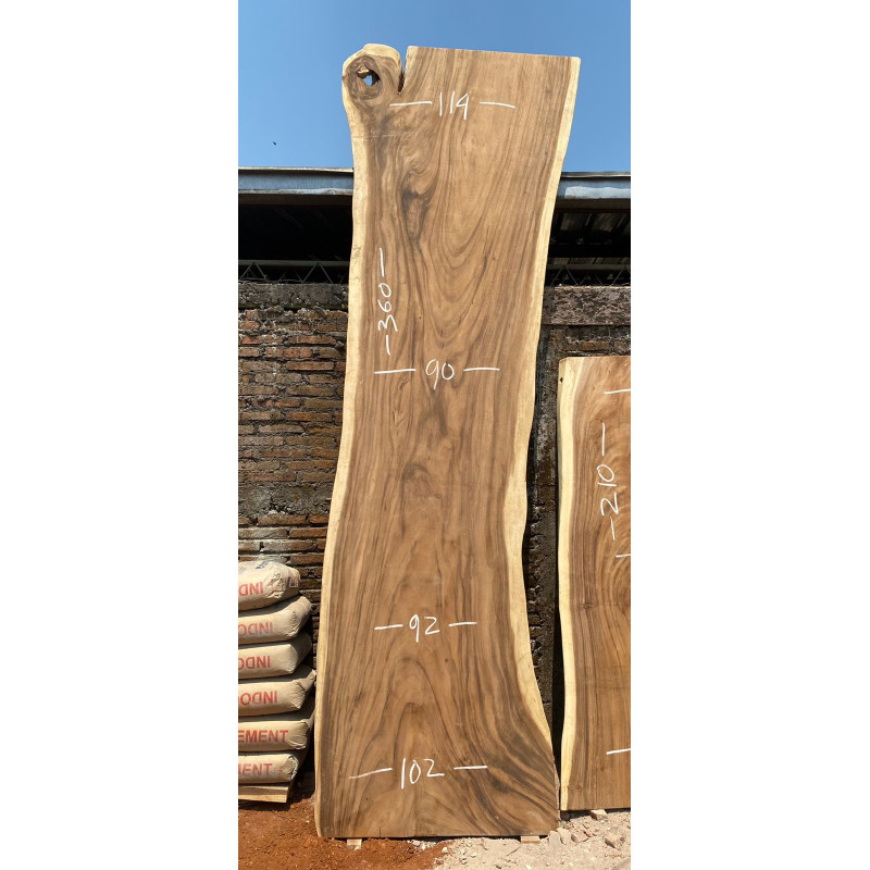 Table et plateau à manger en bois de suar massif 360x114x6 cm
