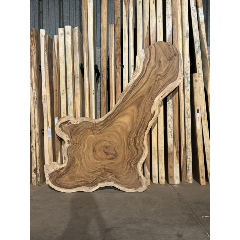 Table ronde cookie en bois de suar massif 222x132 cm