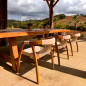 Chaise extérieure en bois de teck et corde synthétique Chaise extérieure en bois de teck et corde synthétique