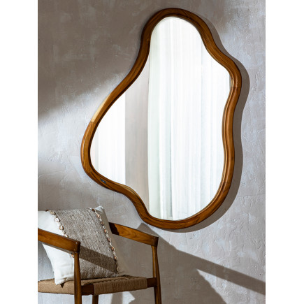 Miroir asymétrique en bois massif - Jati