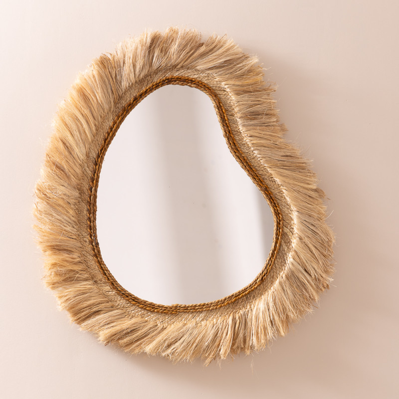 Miroir organique Wesi en fibre naturelle d'abaca Miroir organique Wesi en fibre naturelle d'abaca