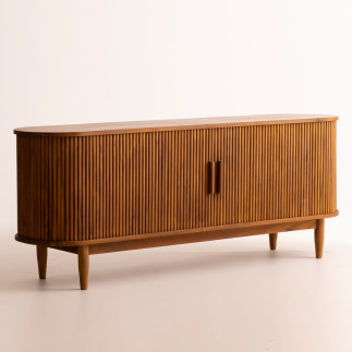 Buffet en teck portes striées coulissantes - 180cm