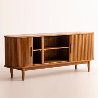 Buffet en teck portes striées coulissantes - 180cm