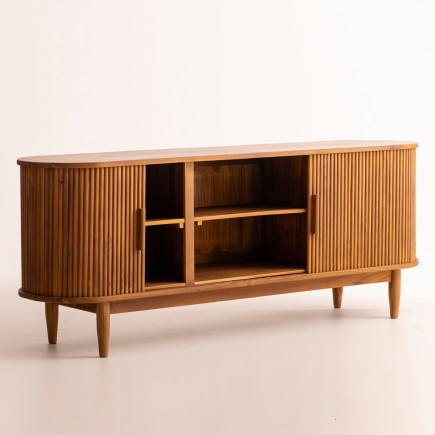 Buffet en teck portes striées coulissantes - 180cm