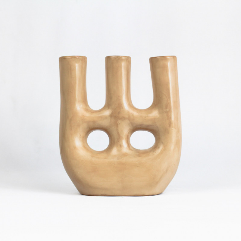Vase 3 têtes 2 trous en argile