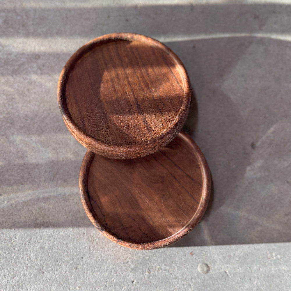 Dessous de bouteille en bois de teck - 10 cm