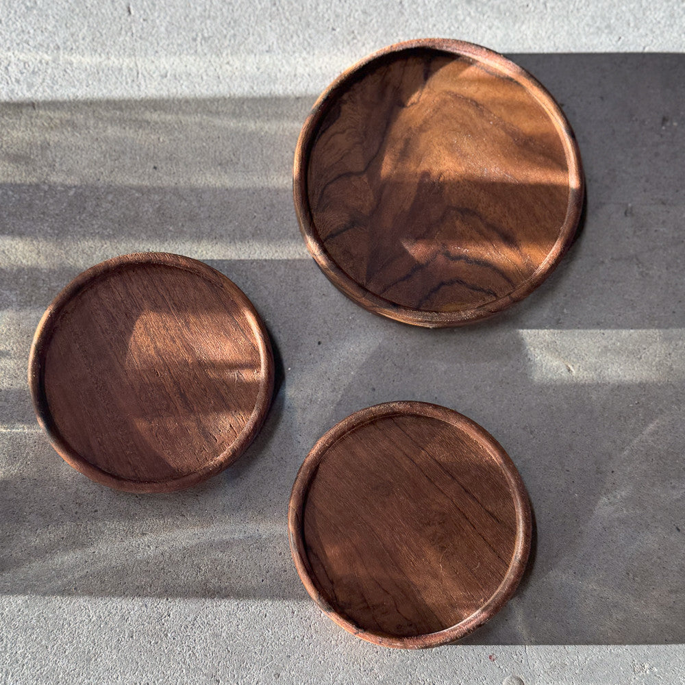 Dessous de bouteille en bois de teck - 10 cm