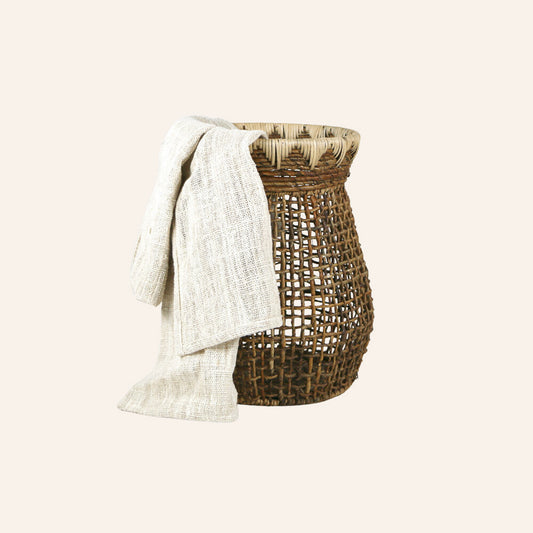 Panier en fibre de banane tressage carré
