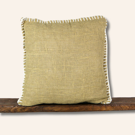 Coussin 50 cm marron coutures blanches