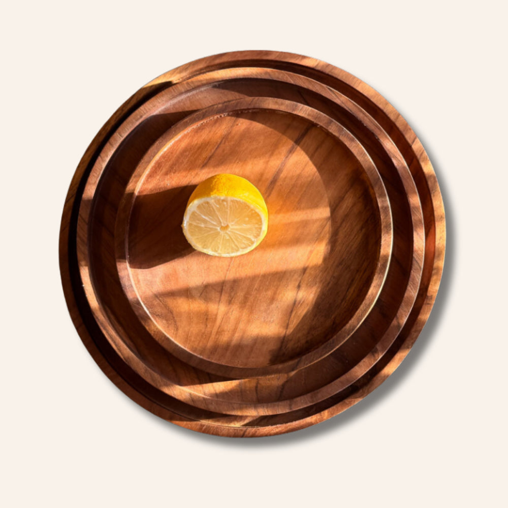 Assiette ronde en teck