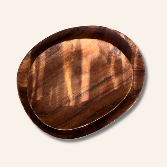 Assiette ovale en bois de teck
