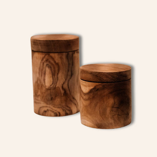 Pot / boîte à épices en bois de teck