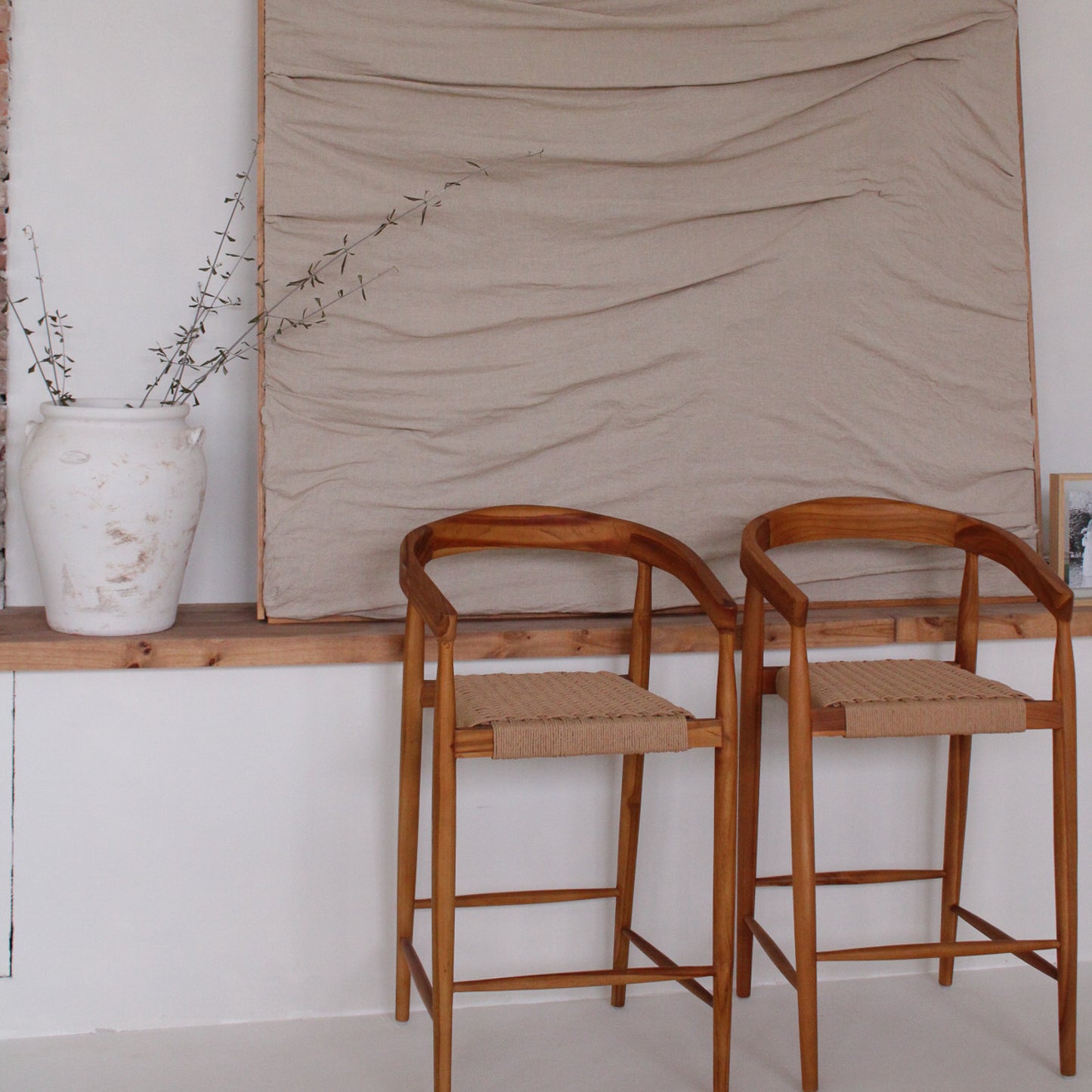 Chaise haute Selly en bois de teck