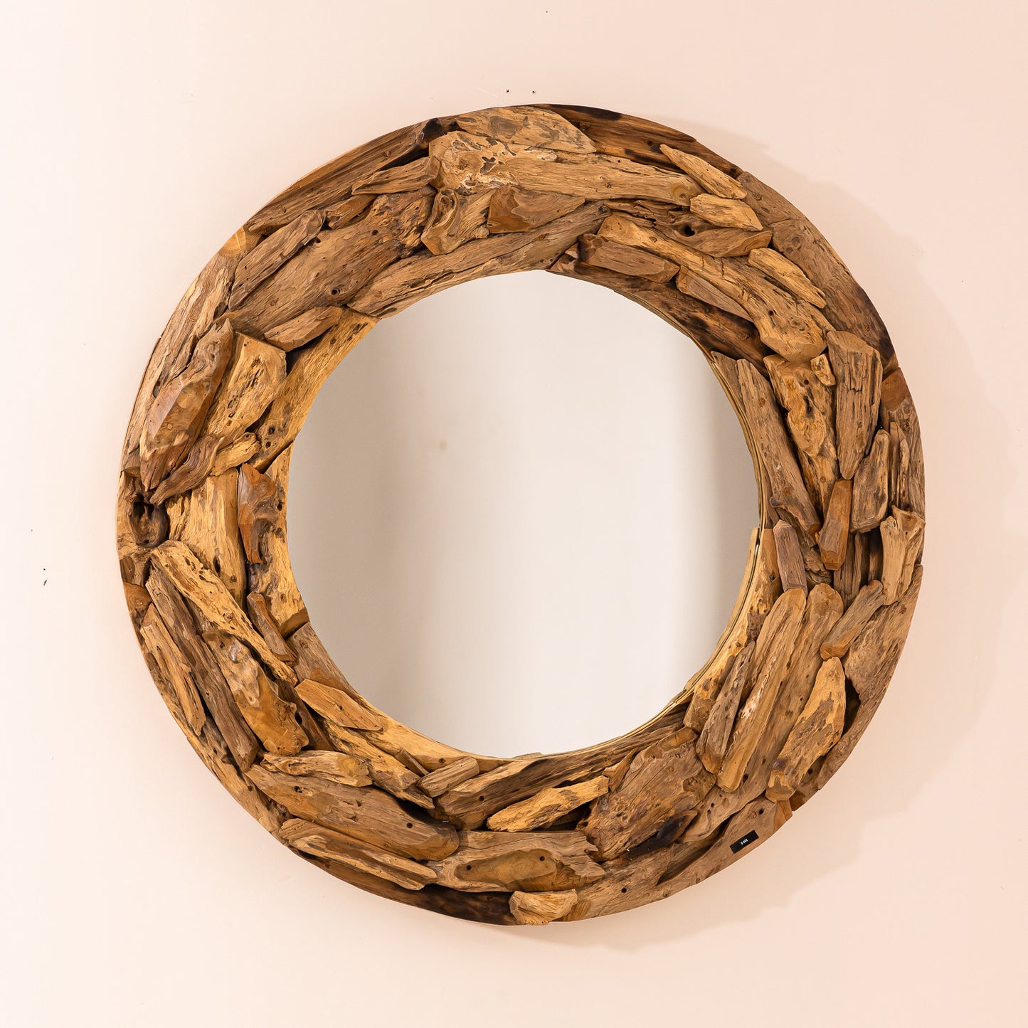 Miroir rond en bois recyclé - 100 cm