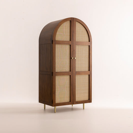 Armoire en Bois de Teck et Cannage - 200x100x63 cm