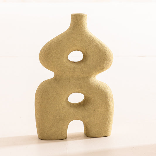 Vase artisanal en terre cuite Agafay couleur crème