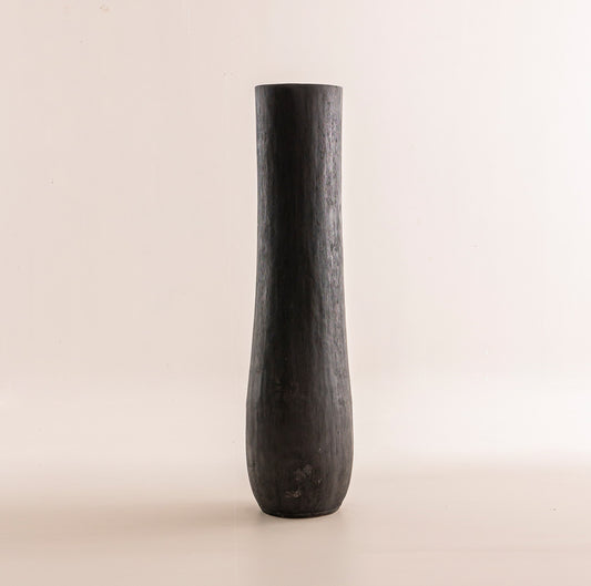 Pot en bois de cocotier - Finition noire brûlée - 150 cm